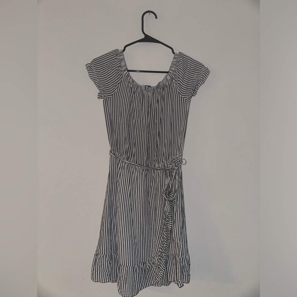 River and Sky blue and white striped dress. Size Small.
